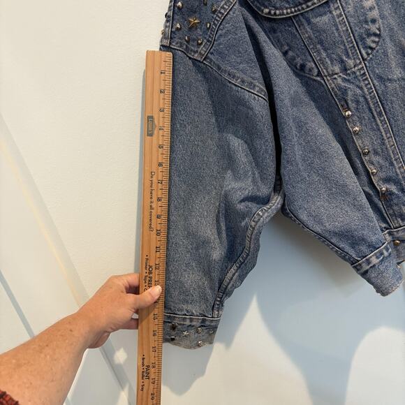 Vtg 80s Forenza Studded Denim Jacket Small Hearts Stars Western Oversized Italy - Picture 11 of 14